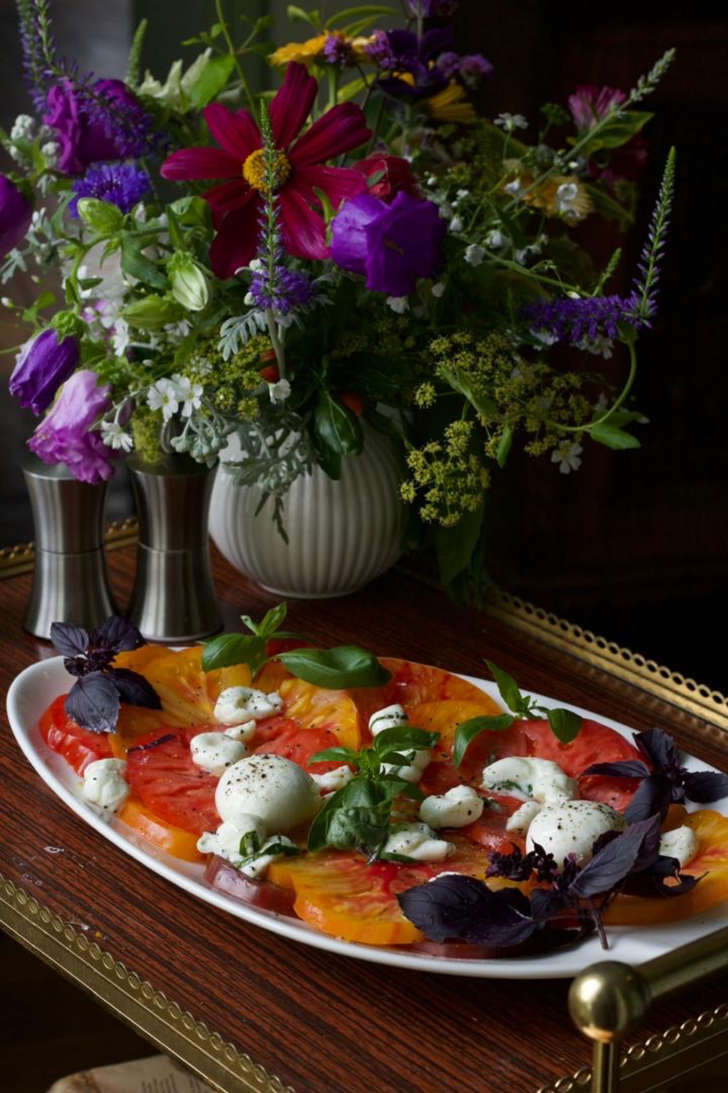 Heirloom tomatoes and wildflowers